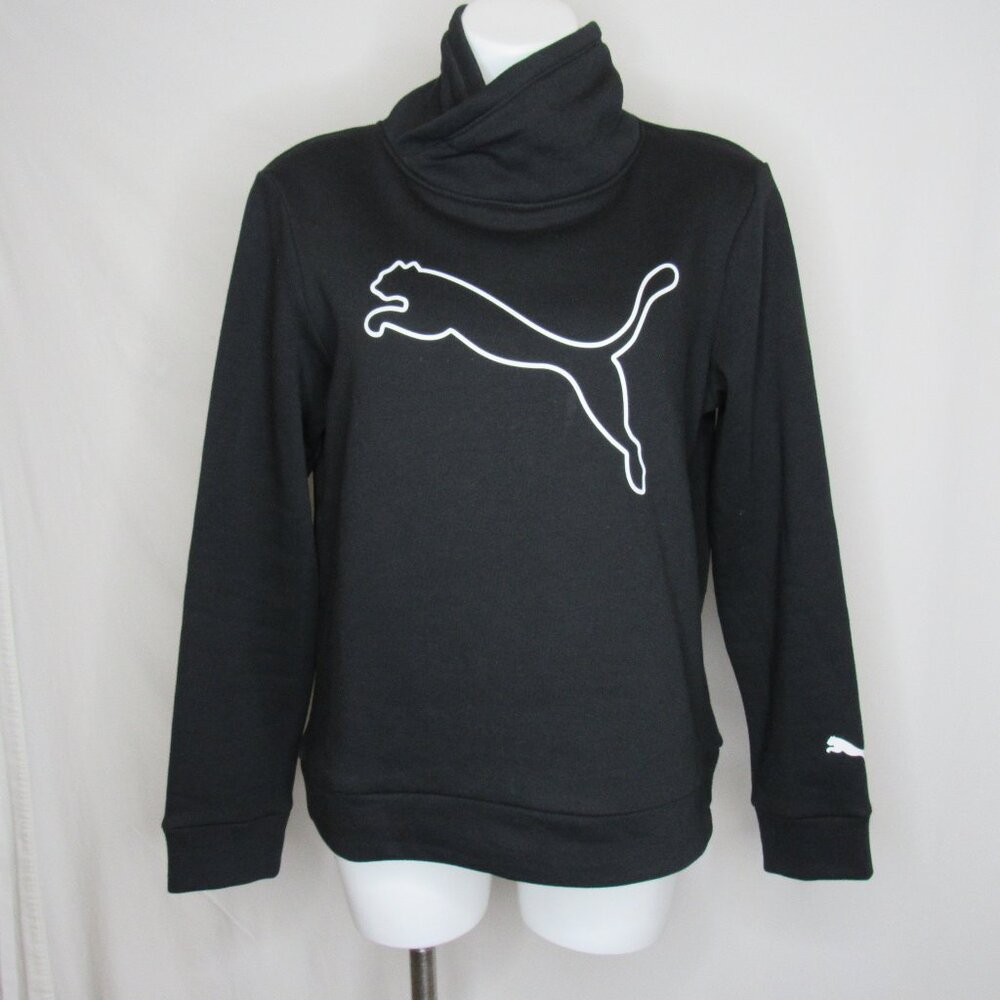 Puma Black Asymmetrical Cowl Neck Sweatshirt Women's L Large